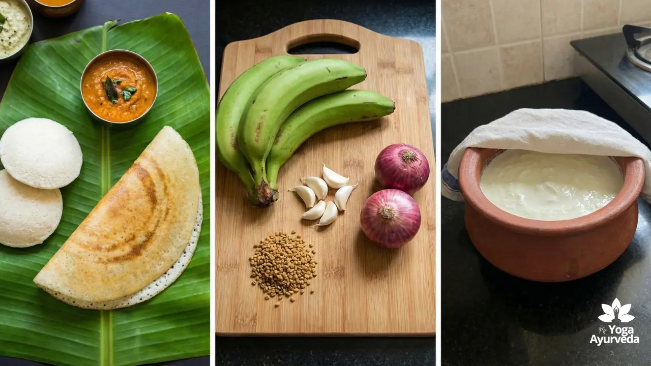 Graphic regarding bloating remedies showing traditional Indian gut healing foods