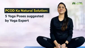 A woman practicing restorative yoga poses for PCOS and PCOD to improve hormonal health and fertility.