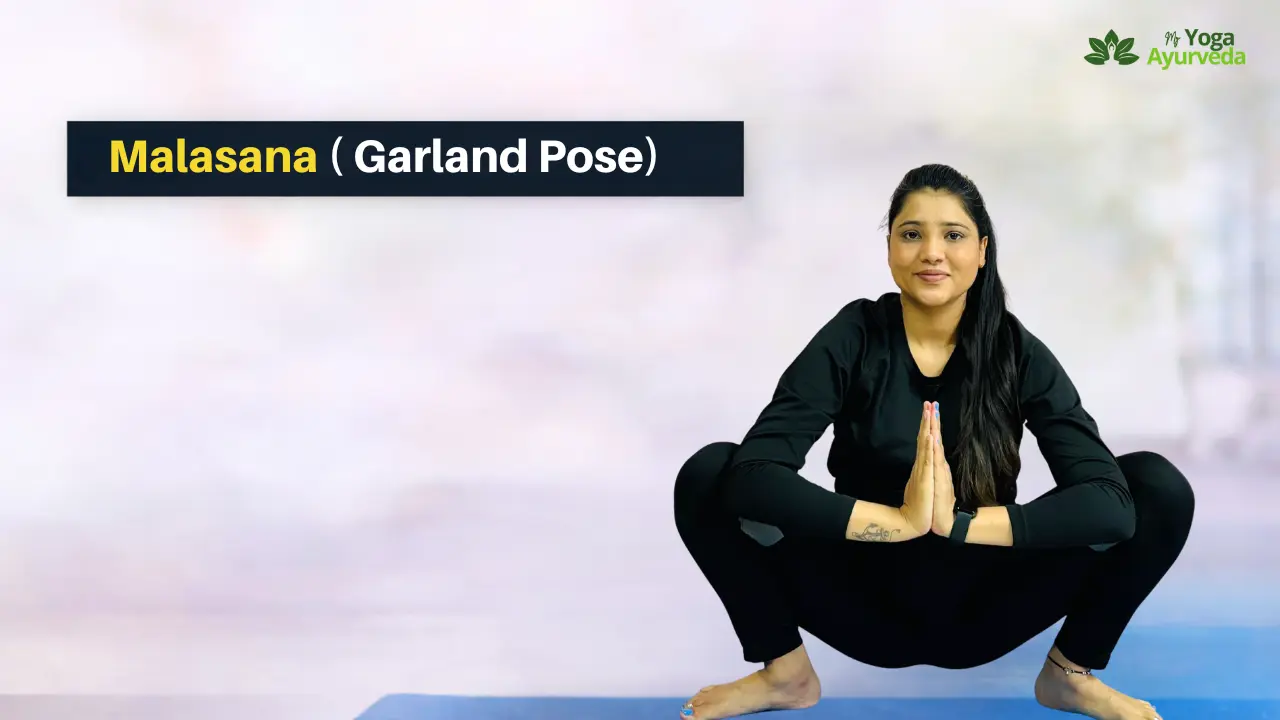 Malasana garland pose to improve pelvic blood flow and fertility in women